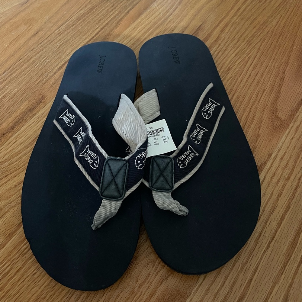 J.Crew Black and Beige Flip Flops